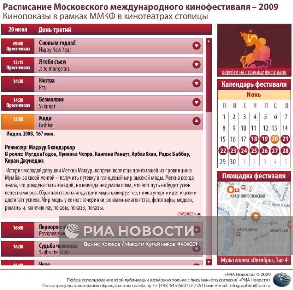 Расписание Московского международного кинофестиваля - 2009