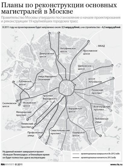 Планы по реконструкции основных магистралей в Москве