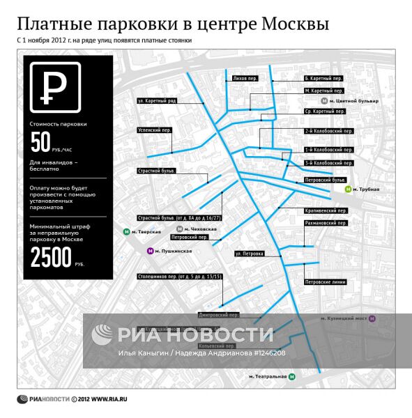 Платные парковки в центре Москвы