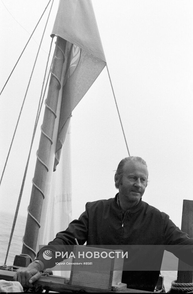 Командир экипажа папирусной лодки "РА-2" Тур Хейердал