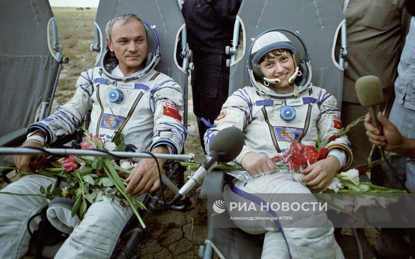 Первый выход в космос женщины космонавта. Джанибеков и Савицкая сварка в космосе.