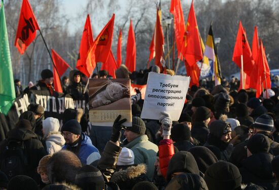 Акция протеста против фальсификации выборов в Новосибирске