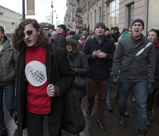 Акция протеста против фальсификации выборов в Санкт-Петербурге
