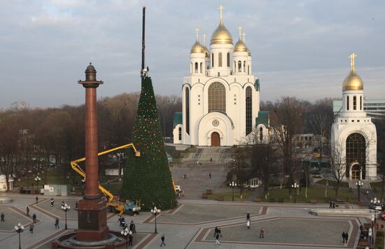 Подготовка к празднованию Нового года в Калининграде