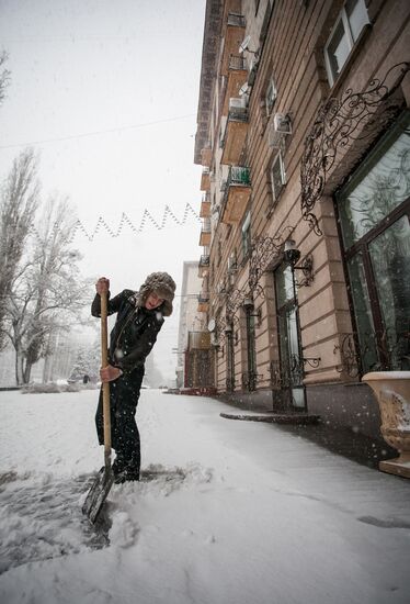 Снегопад в Волгограде