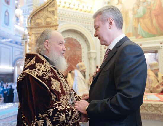 С.Собянин поздравил патриарха Кирилла с годовщиной интронизации