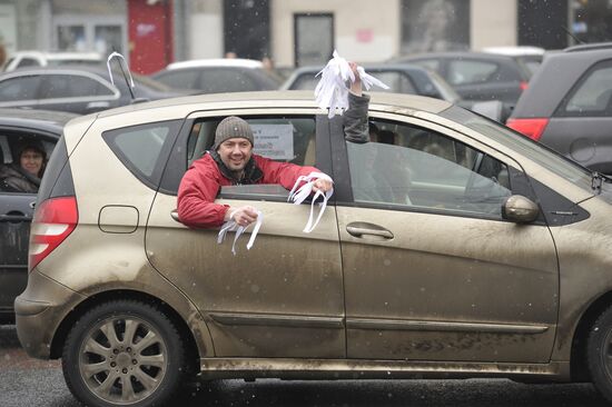 Автопробег "Большой белый круг" по Садовому кольцу