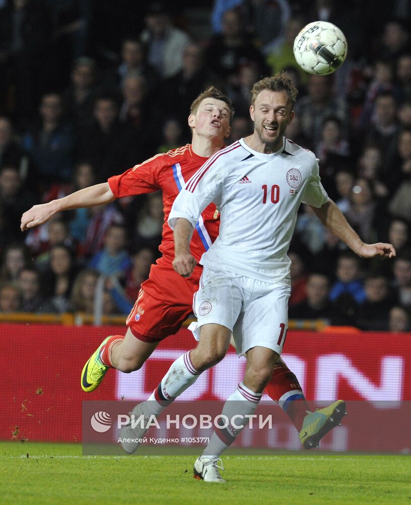 Футбол. Товарищеский матч между сборными Дании и России