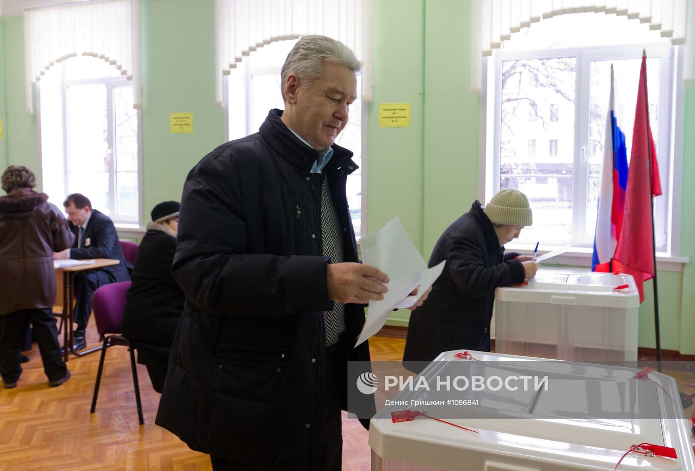 Голосование мэра Москвы Сергея Собянина на выборах президента РФ