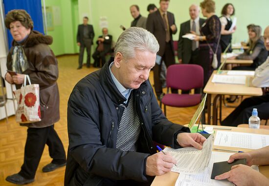 Голосование мэра Москвы Сергея Собянина на выборах президента РФ
