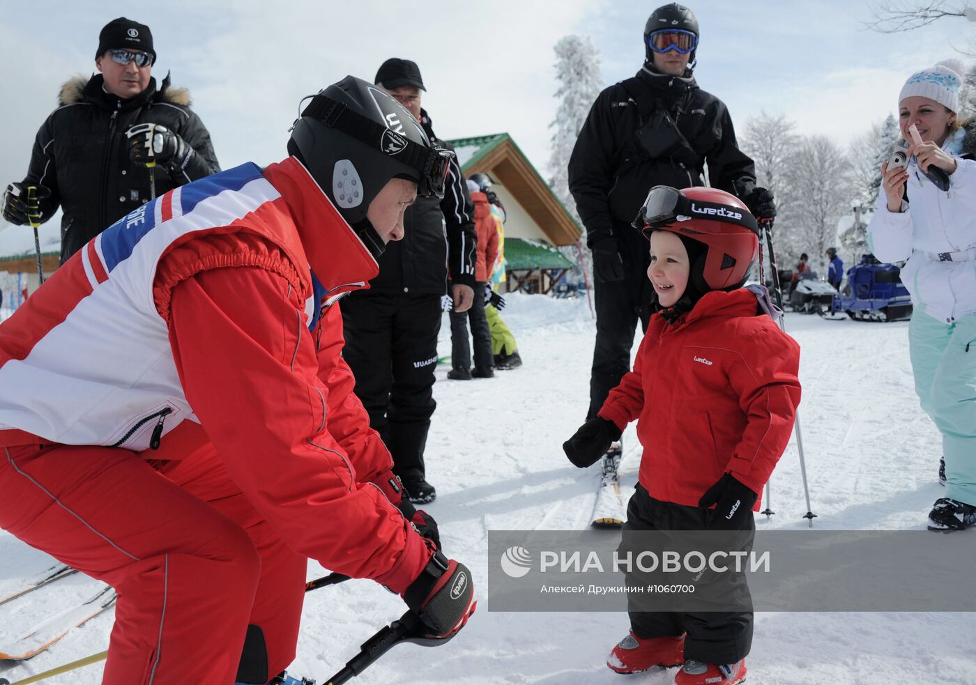 Д.Медведев и В.Путин на горнолыжном курорте "Красная Поляна"