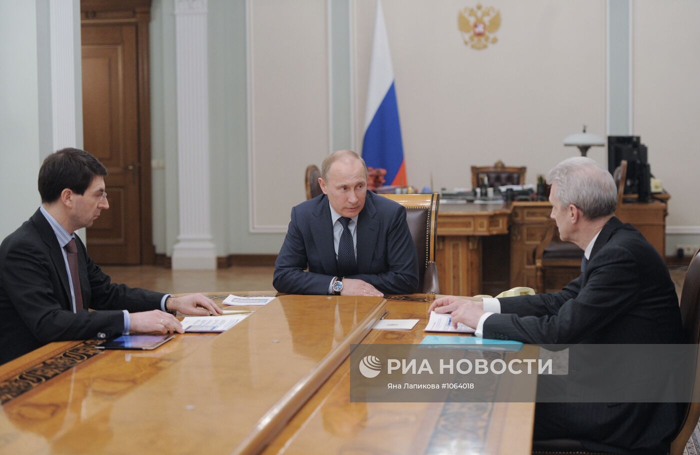 Встреча В.Путина с А.Фурсенко и И.Щеголевым в Ново-Огарево