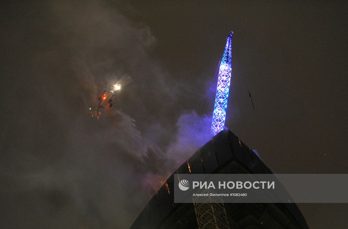 Пожар в строящейся башне центра "Москва-Сити"