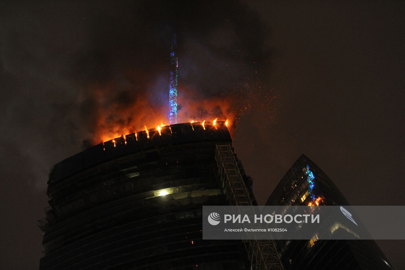 Пожар в строящейся башне центра "Москва-Сити"