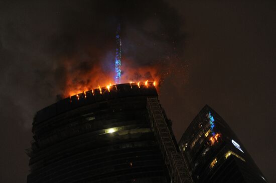 Пожар в строящейся башне центра "Москва-Сити"