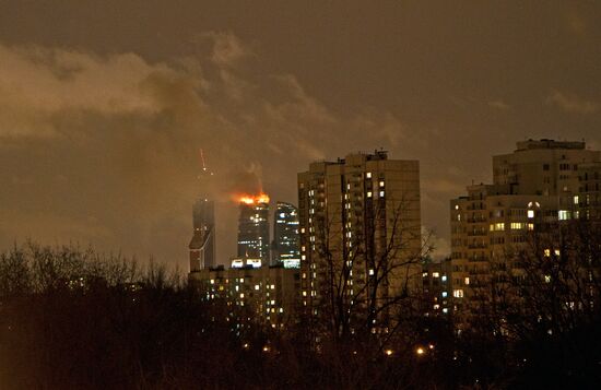 Пожар в строящейся башне центра "Москва-Сити"