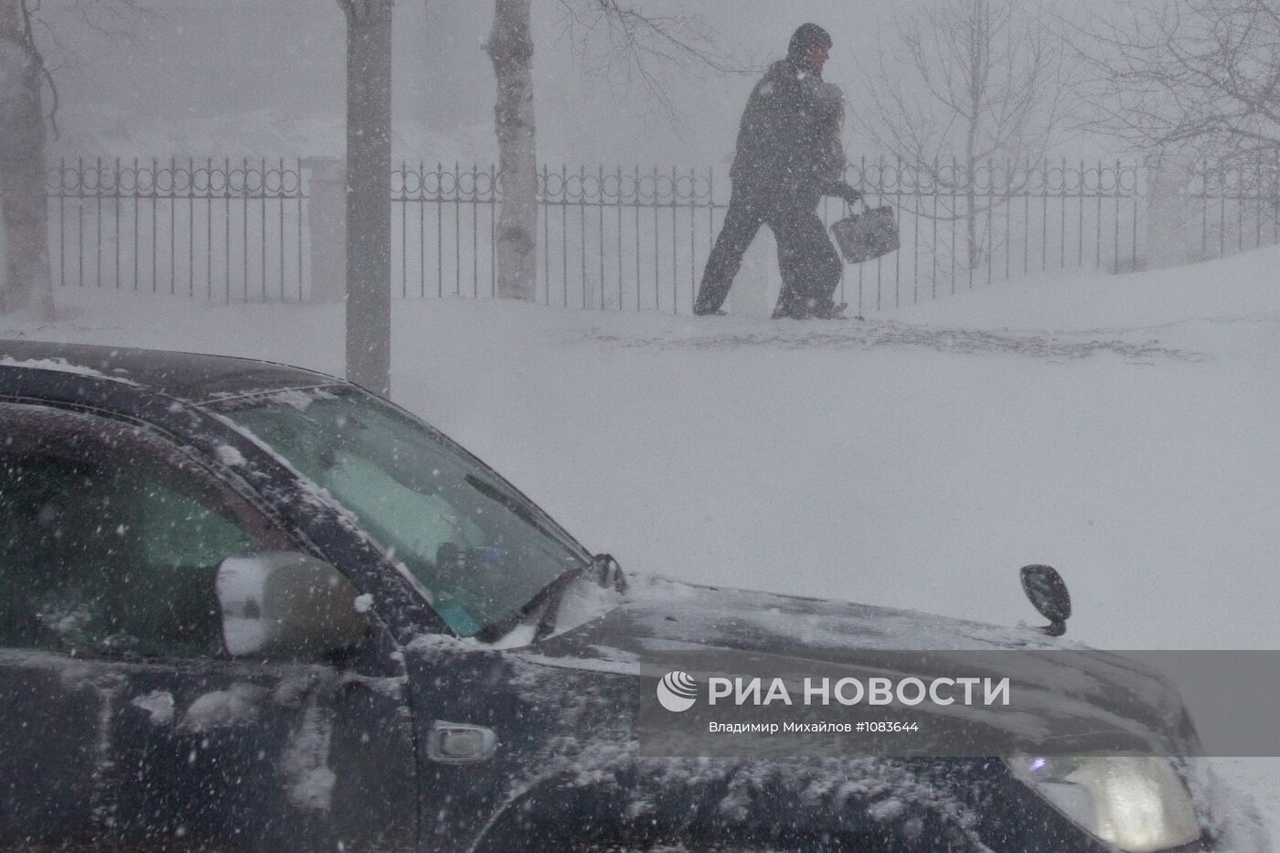 Снежный циклон в Южно-Сахалинске