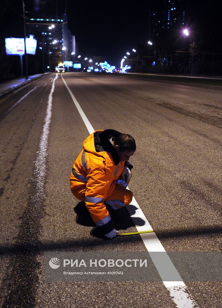 Работы по нанесению дорожной разметки термопластиком в Москве