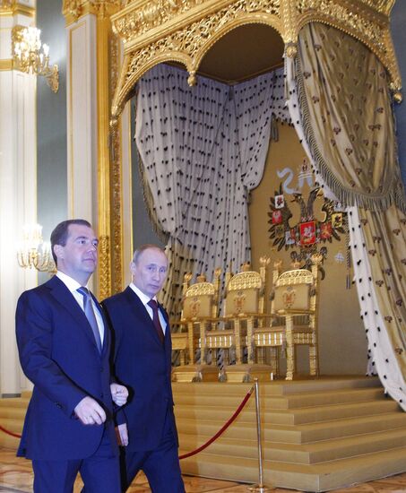 Д.Медведев и В.Путин в Кремле