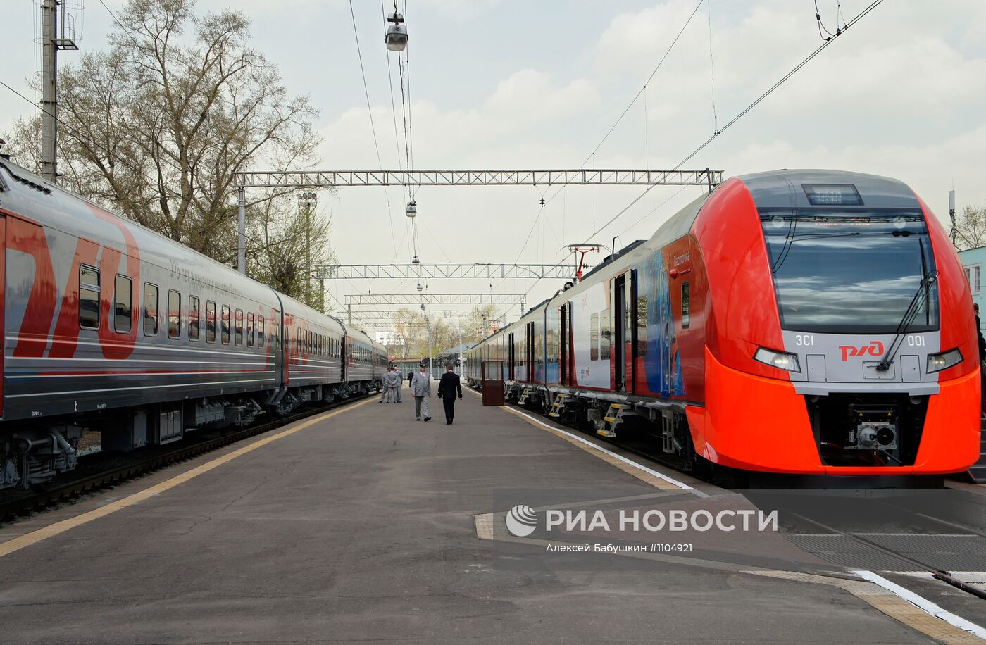 Новый электропоезд "Ласточка" на Рижском вокзале