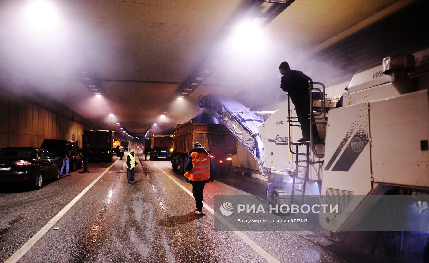 Проведение ремонтных работ в Лефортовском тоннеле