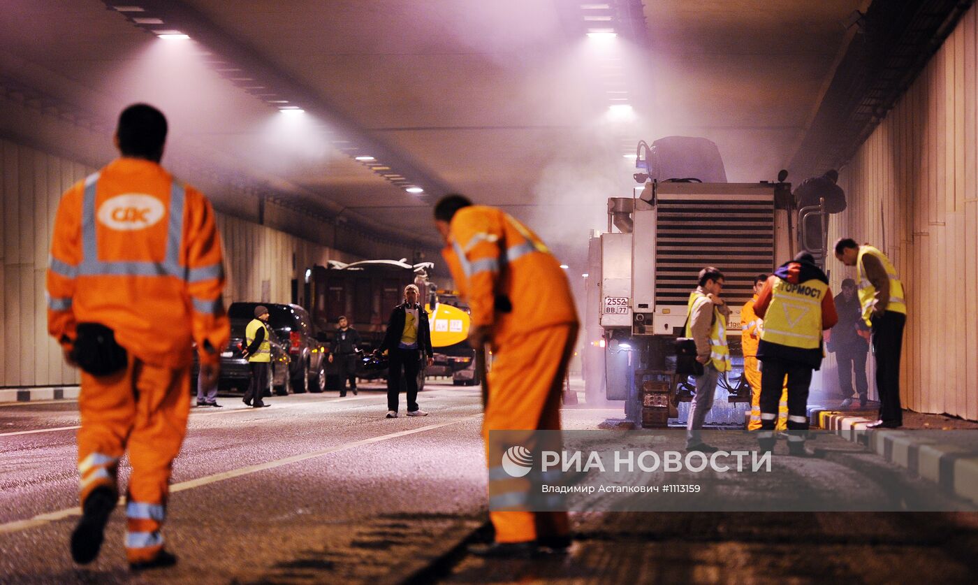 Проведение ремонтных работ в Лефортовском тоннеле