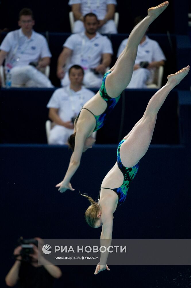 Синхронные прыжки в воду. ЧЕ-2012. Женщины. Трамплин 3 м