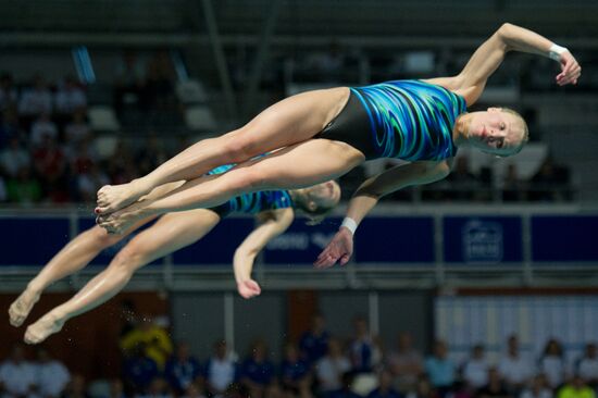 Синхронные прыжки в воду. ЧЕ-2012. Женщины. Трамплин 3 м