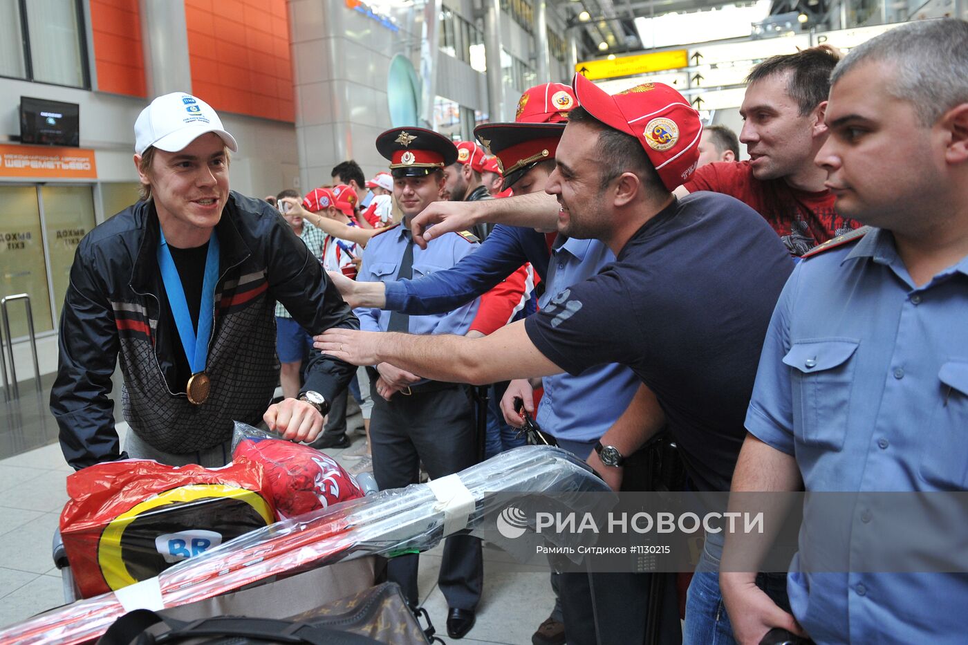 Встреча сборной России по хоккею после победы на чемпионате мира