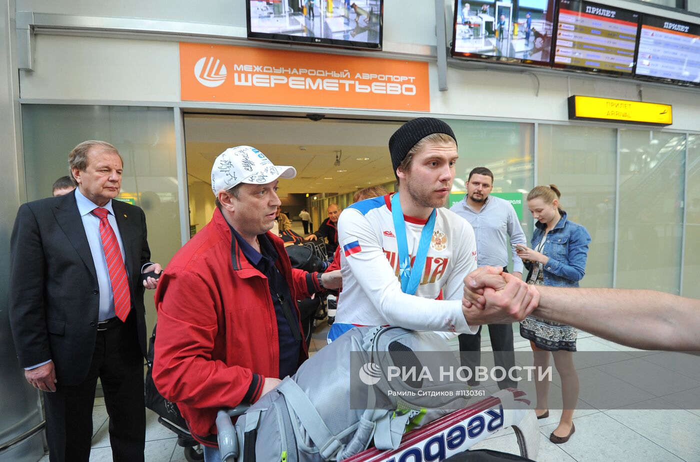 Встреча сборной России по хоккею после победы на чемпионате мира