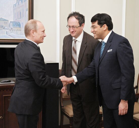 Встреча В.Путина с В.Анандом и Б.Гельфандом в Ново-Огарево