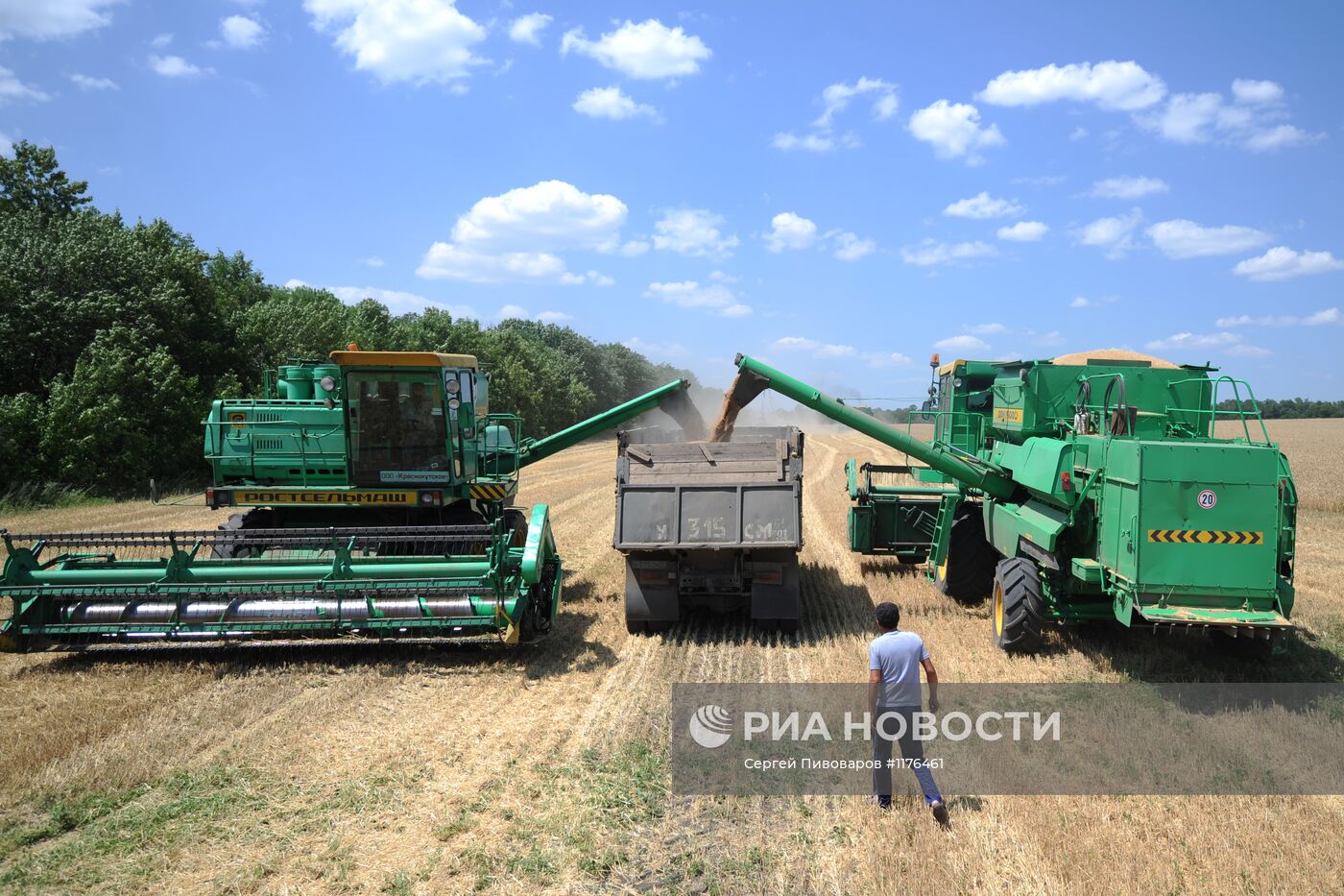 Уборка зерна на полях Ростовской области