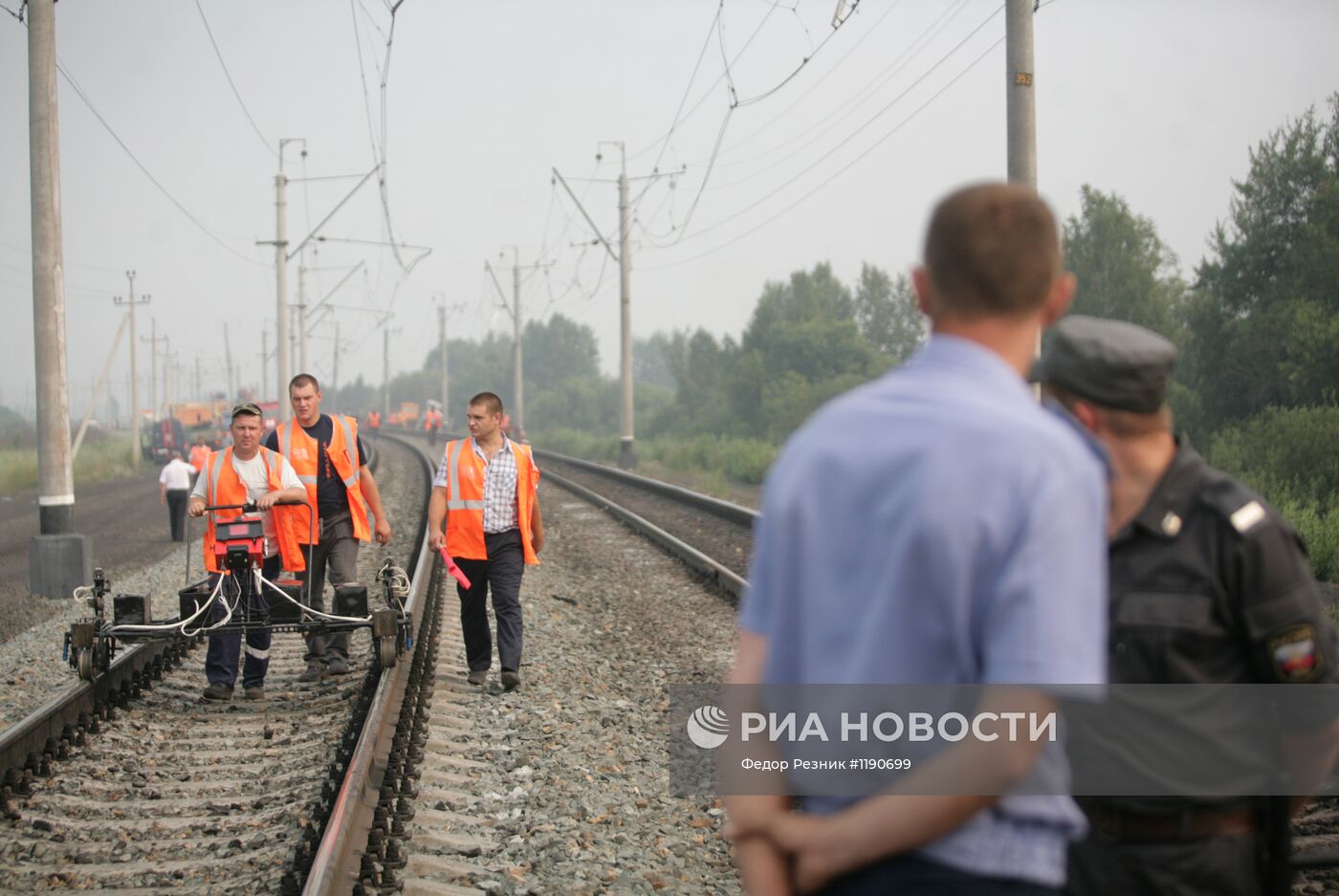 Место возгорания военного эшелона в Новосибирской области