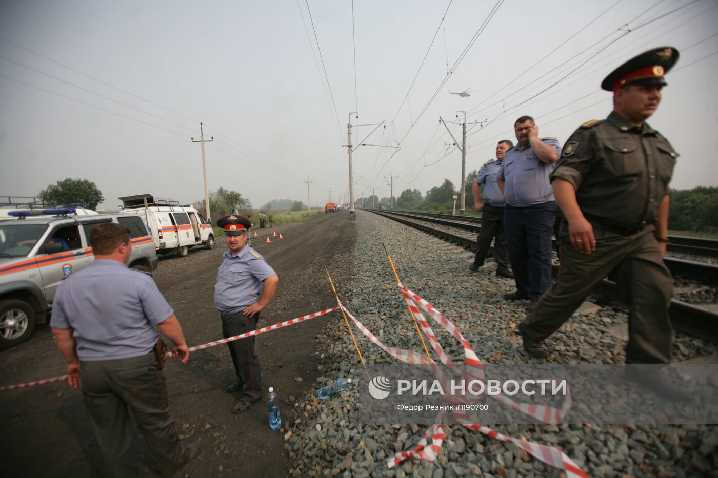 Место возгорания военного эшелона в Новосибирской области