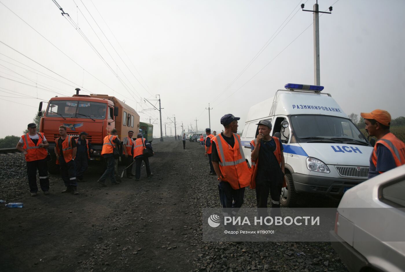 Место возгорания военного эшелона в Новосибирской области