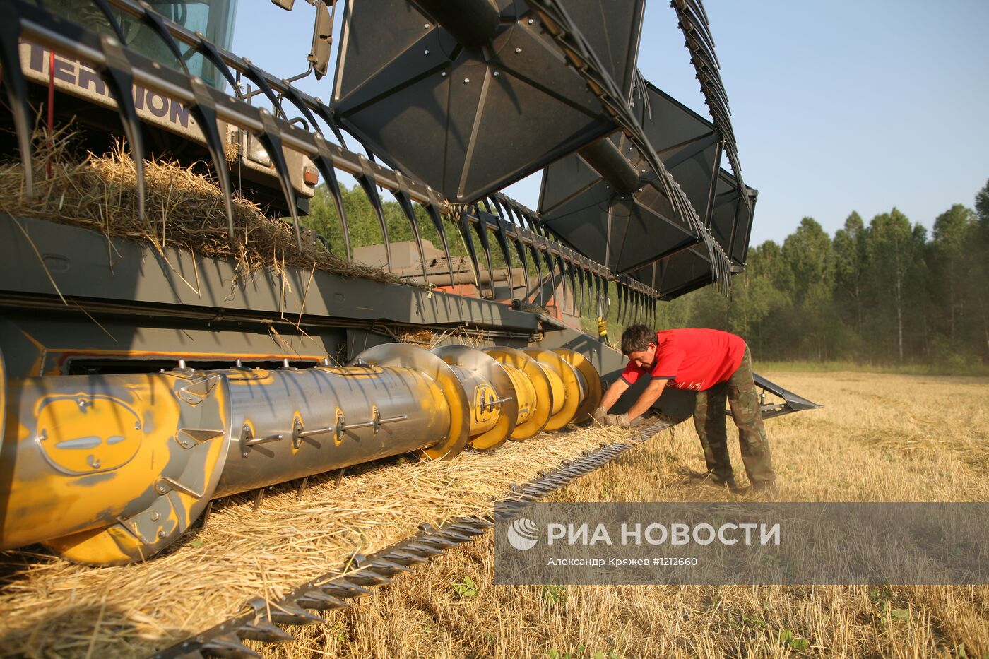 Уборка урожая ячменя на полях САХО в Новосибирской области