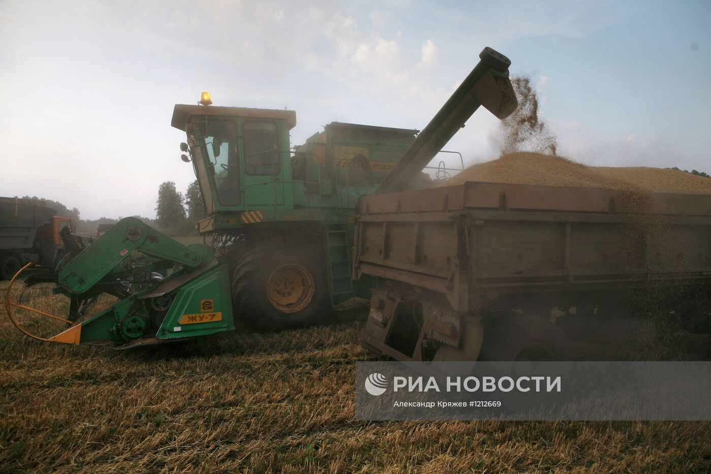 Уборка урожая ячменя на полях САХО в Новосибирской области