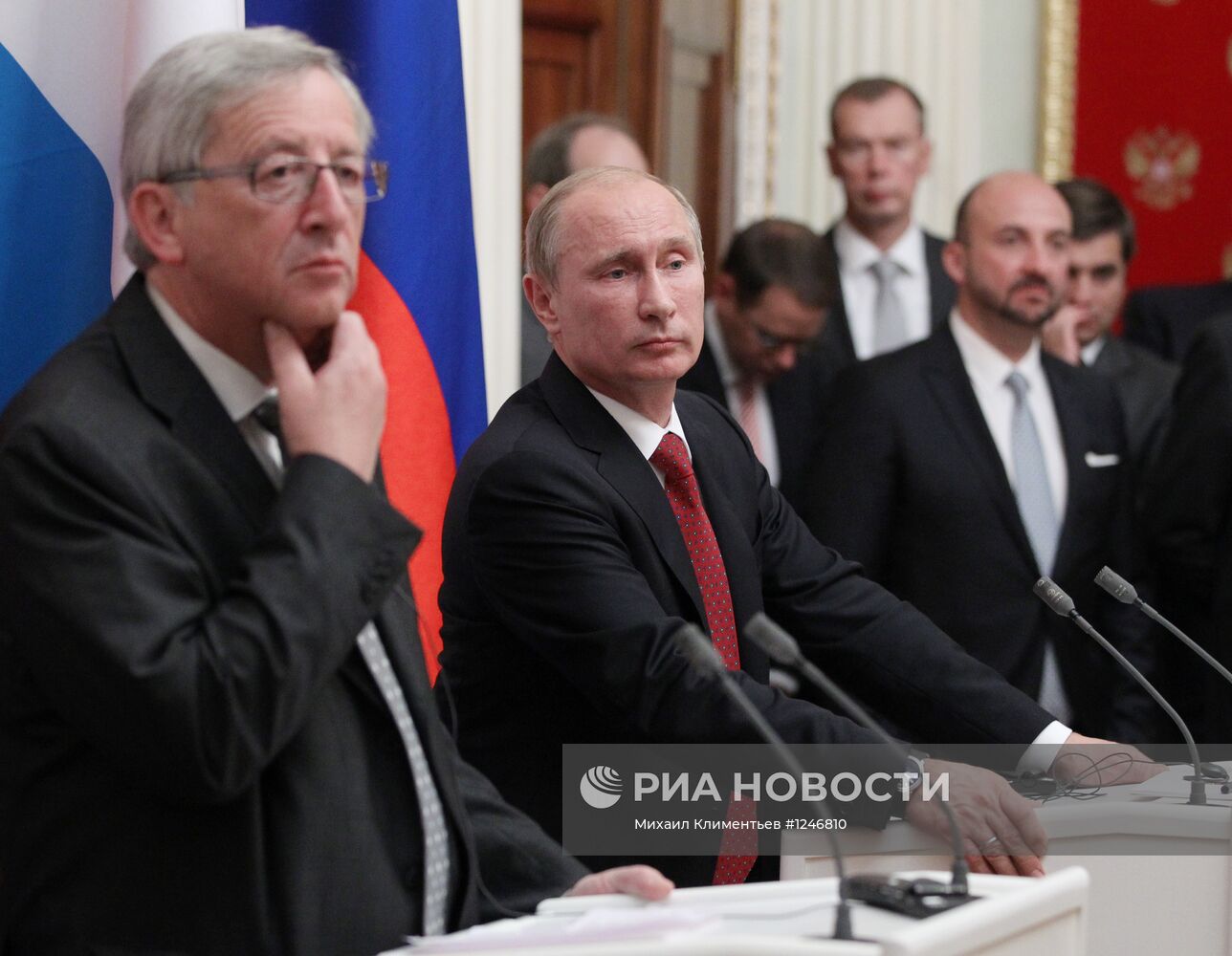Пресс-конференция Владимира Путина и Жанам-Клода Юнкера в Кремле