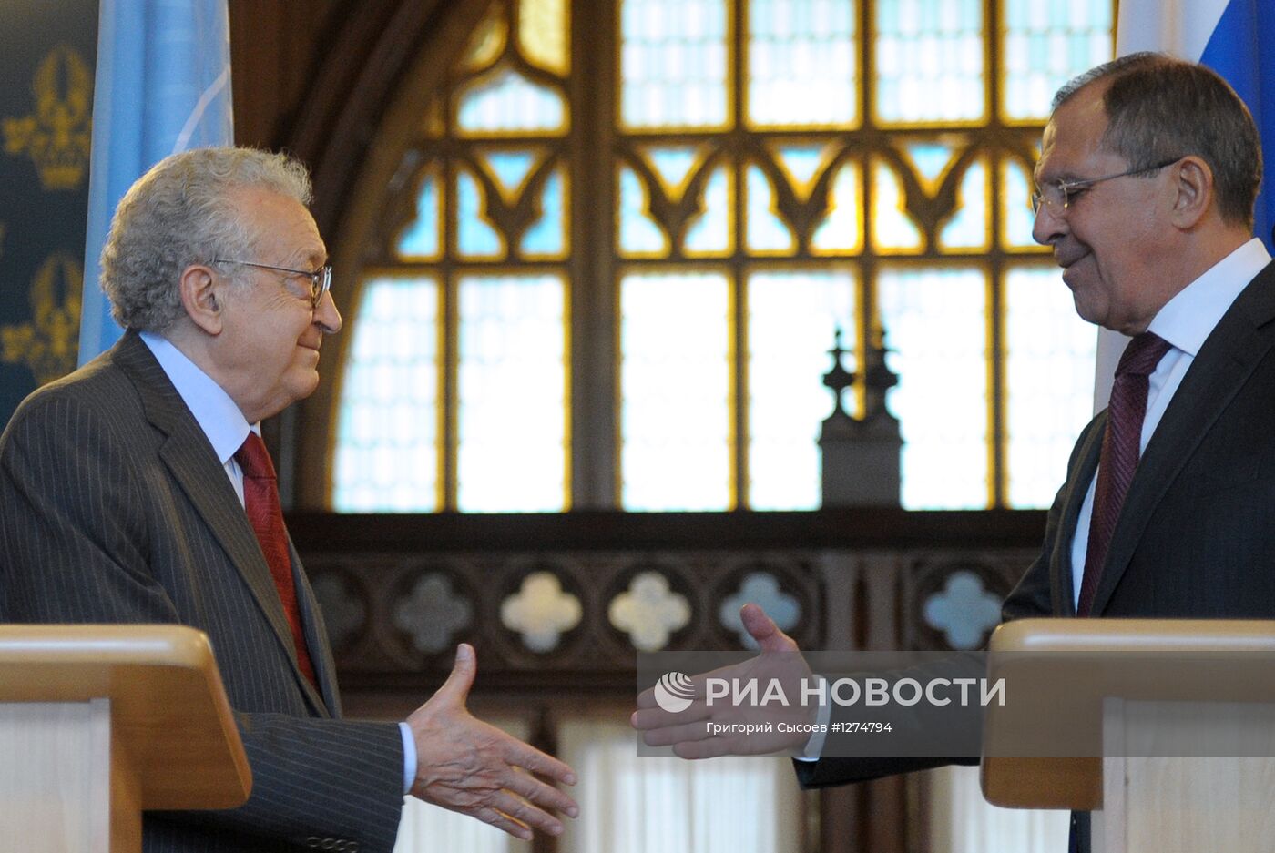 Встреча С.Лаврова со спецпосланником ООН по Сирии Л. Брахими