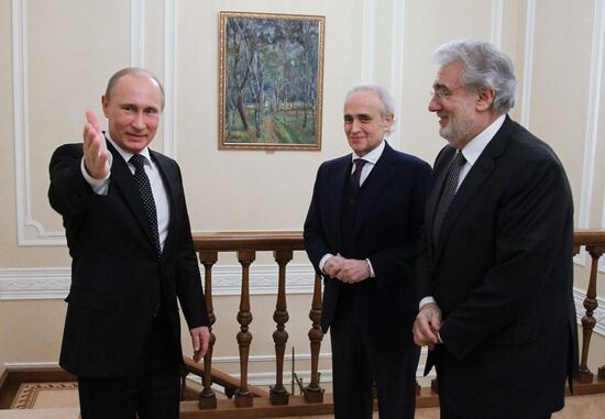 Встреча В.Путина с Х.Каррерасом и П.Доминго в Ново-Огарево