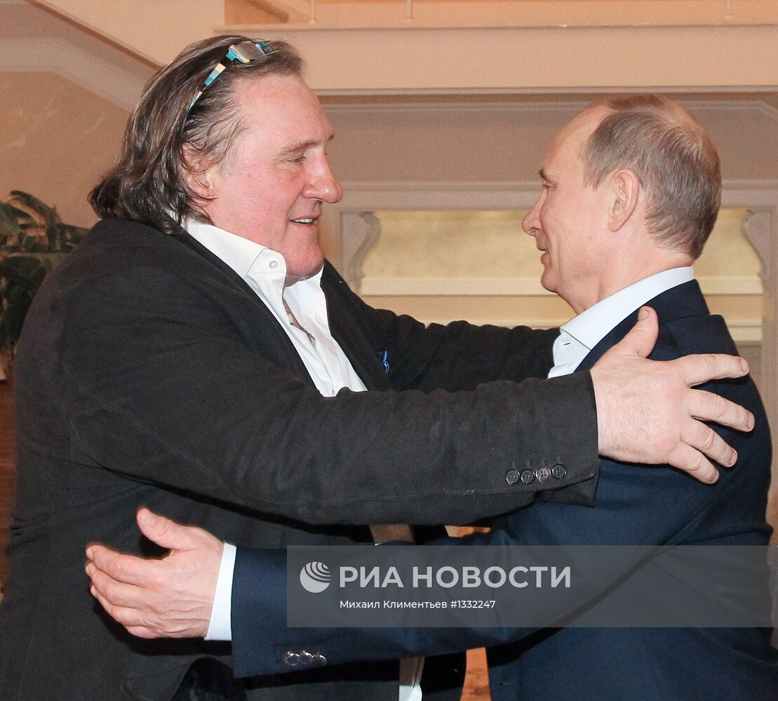 Встреча президента РФ В.Путина с Жераром Депардье в Сочи