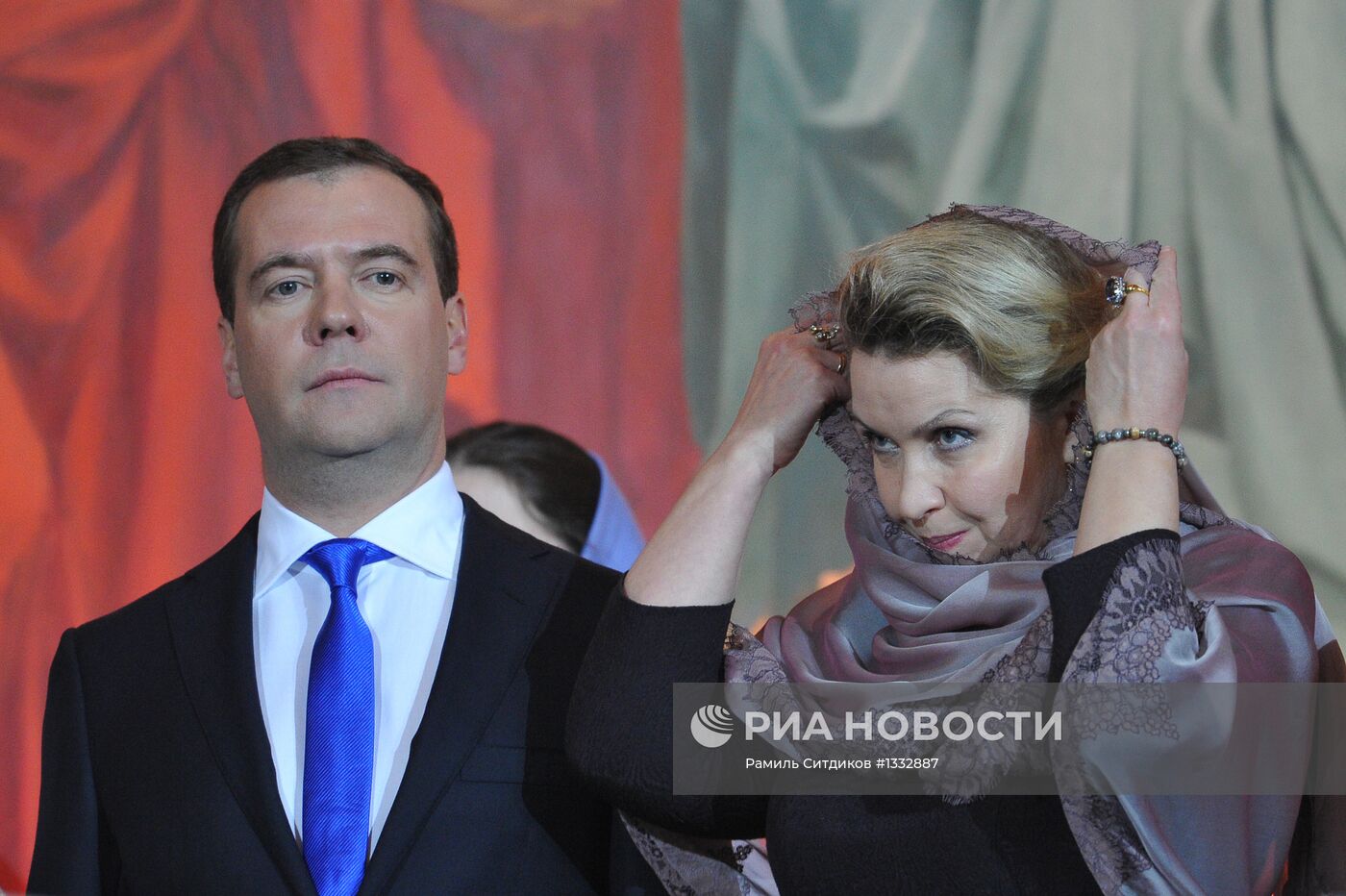 Д.Медведев на Рождественском богослужении в Москве