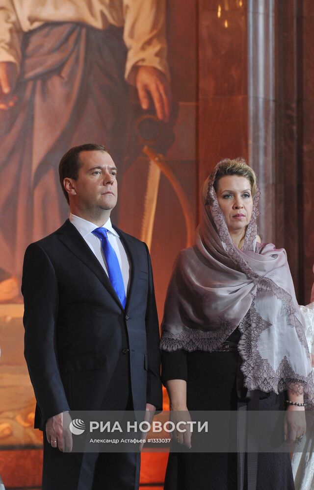 Д.Медведев на Рождественском богослужении в Москве