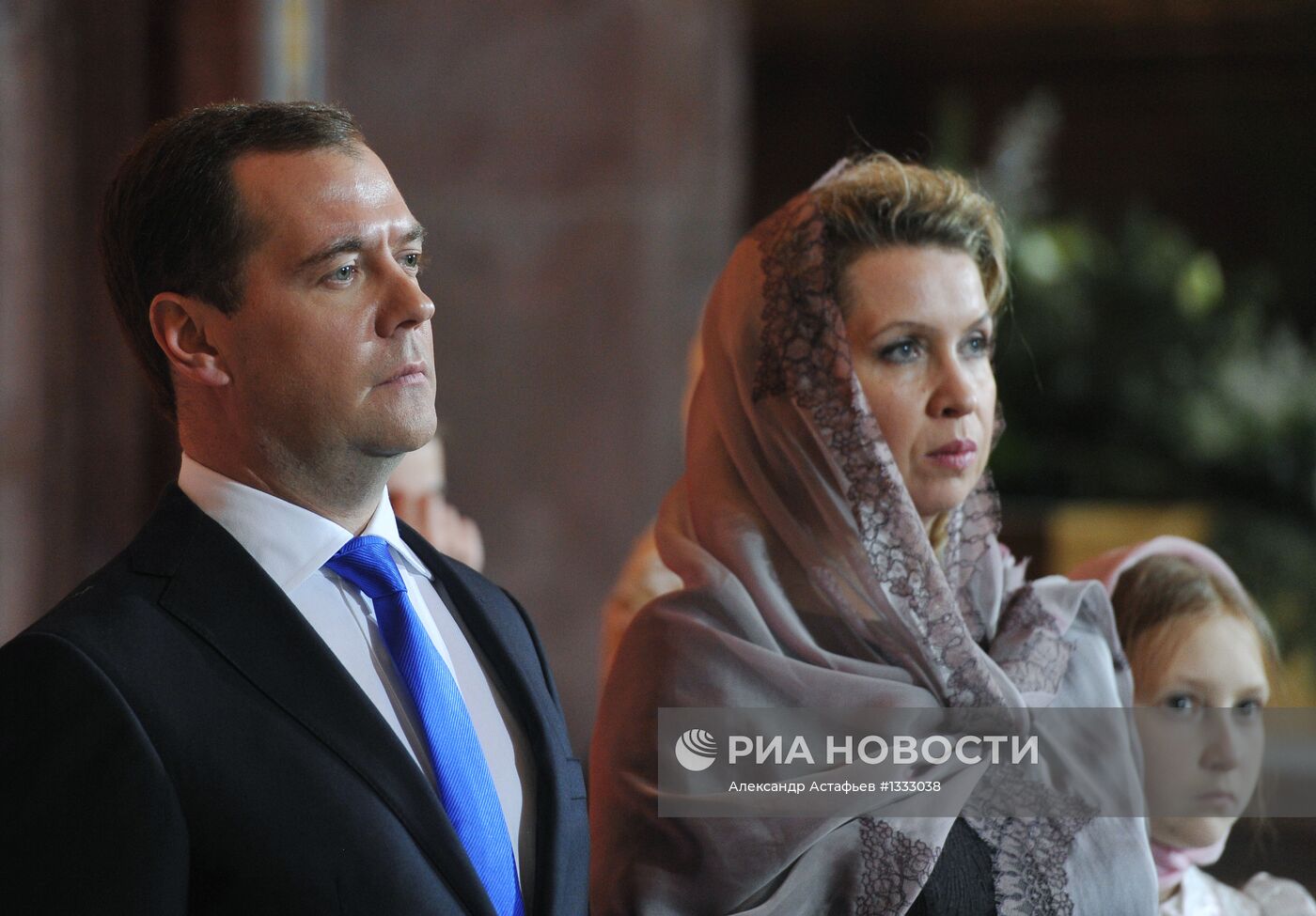 Д.Медведев на Рождественском богослужении в Москве