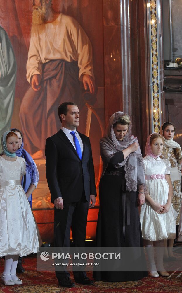 Д.Медведев на Рождественском богослужении в Москве