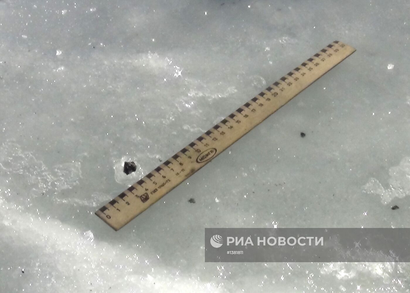 Место падения осколков метеорита в Челябинской области