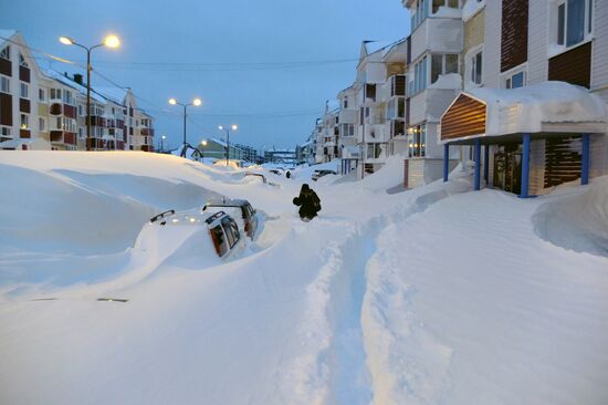 Последствия снежного циклона на Сахалине