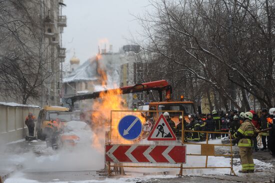 Прорыв газопровода в центре Москвы
