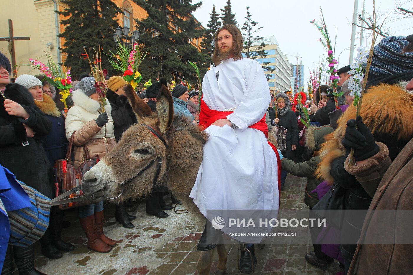 Празднование католического вербного воскресенья в Минске