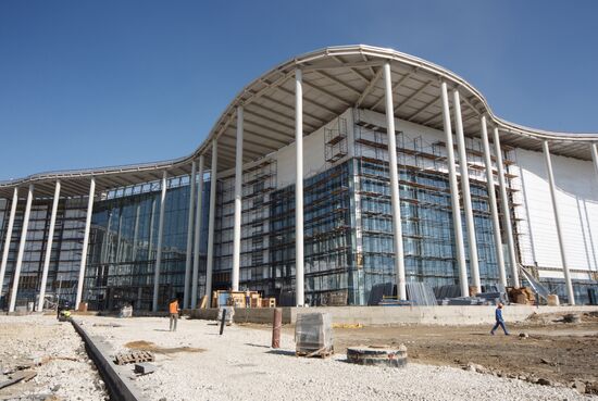 Строительство главного медиацентра в Олимпийском парке в Сочи